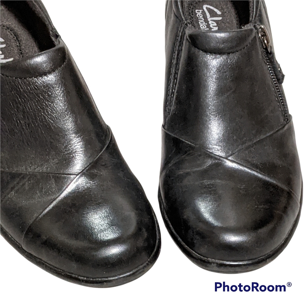 Clarks Black Leather Loafer 6.5 M Slipon Platform - Picture 3 of 12